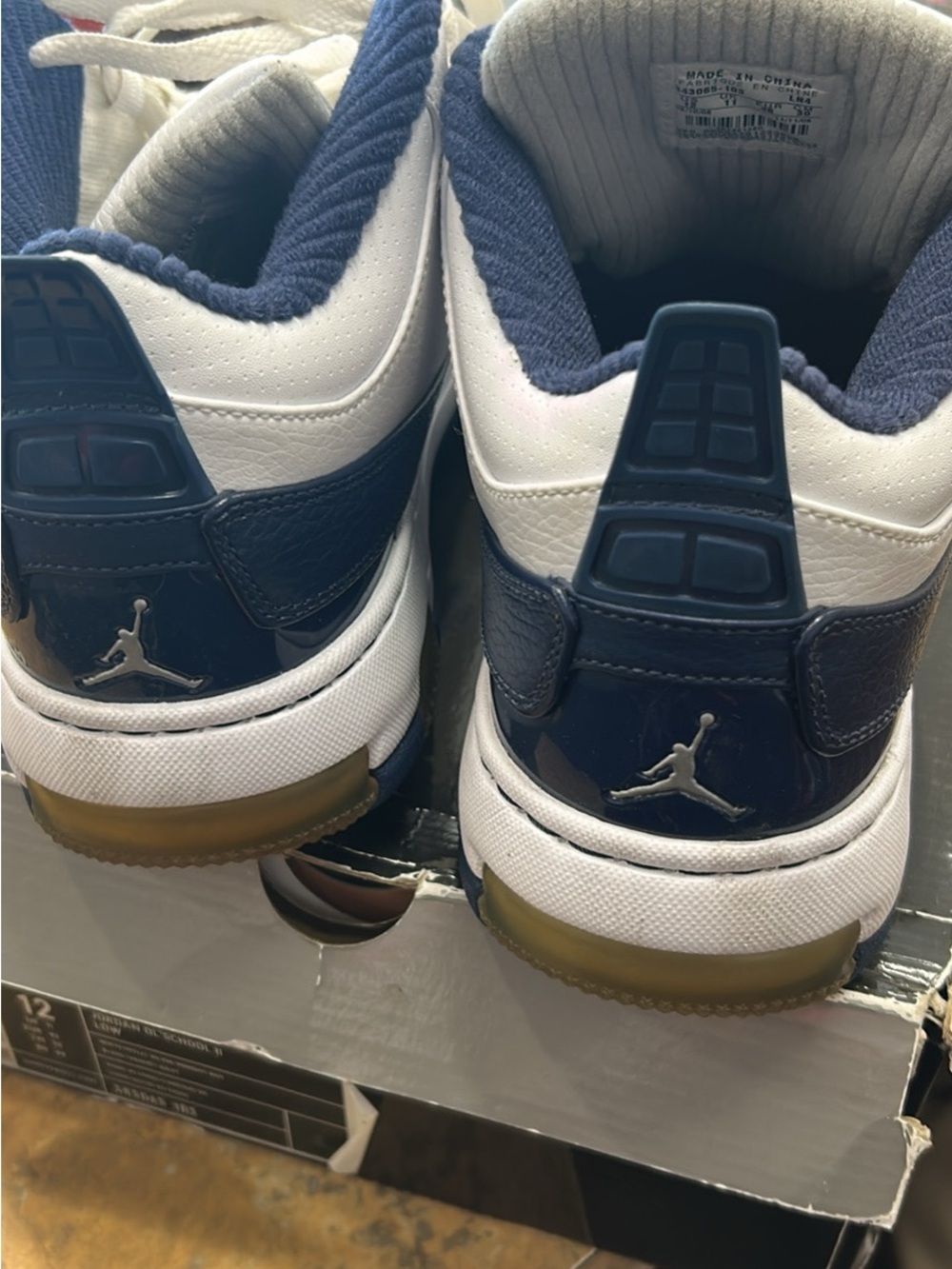 Jordan Low-Top Sneakers in White and Navy with Gum Outsole